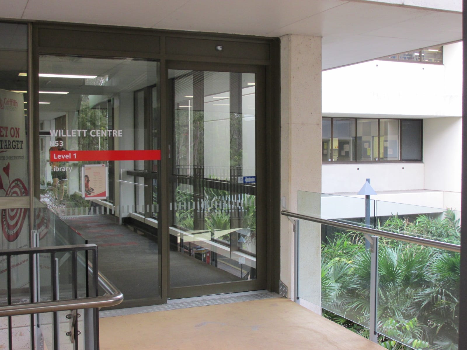 Griffith Uni library entrance (photograph from the Wikimedia Commons category Griffith University)