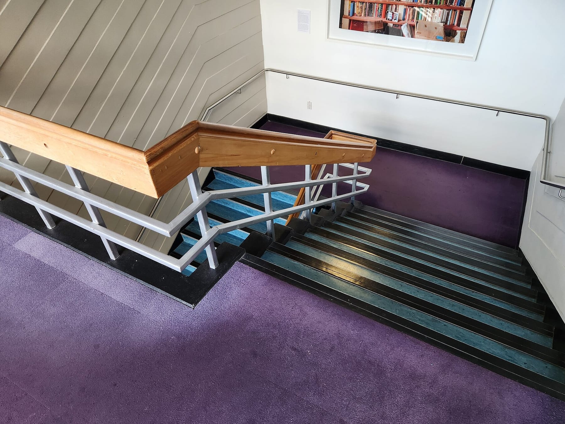 VUW Hugh Mackenzie Building staircase (photograph from the Wikimedia Commons category Victoria University of Wellington)